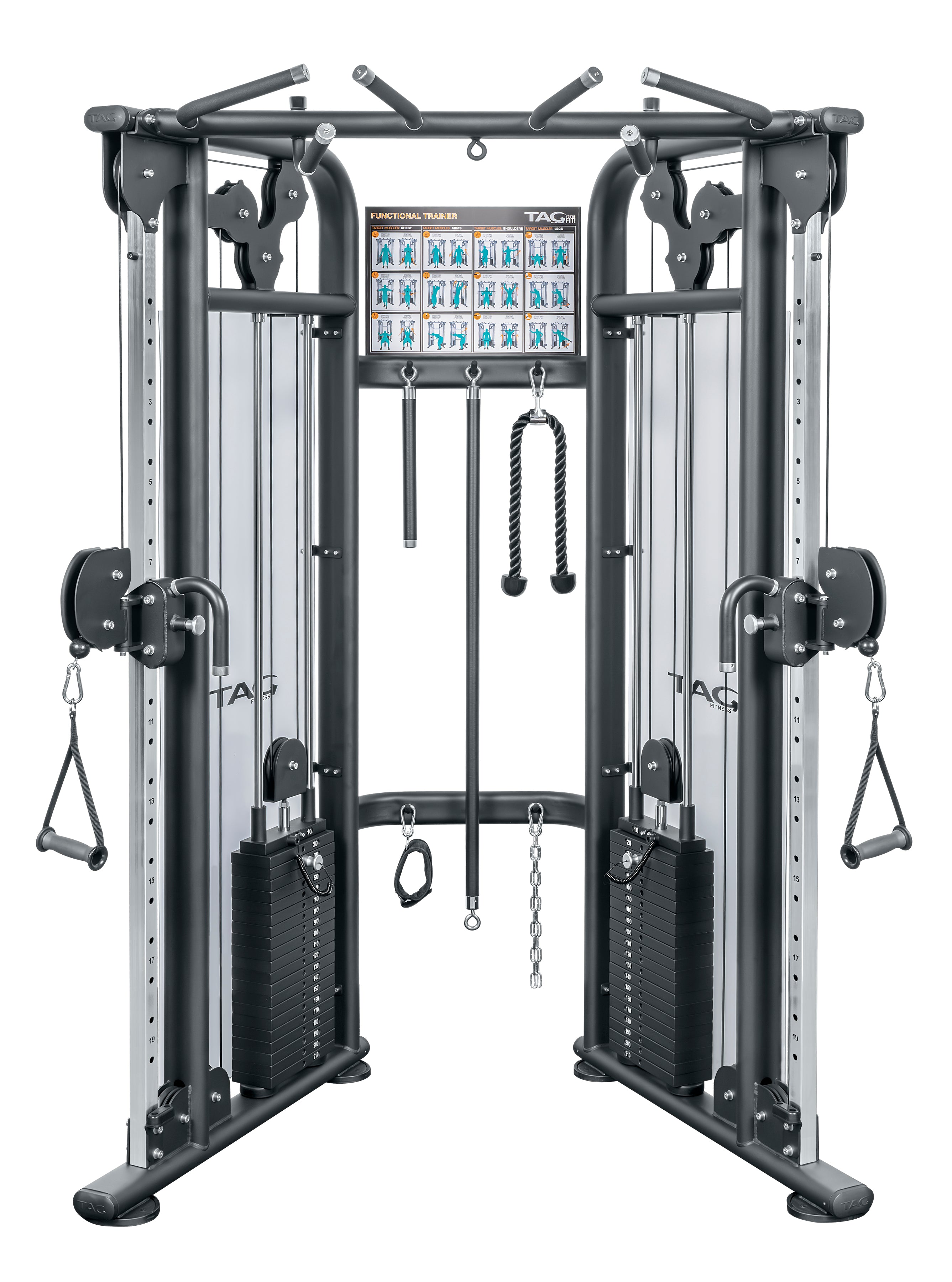 TAG Fitness Functional Trainer 2x210lb stacks BLACK FRAME