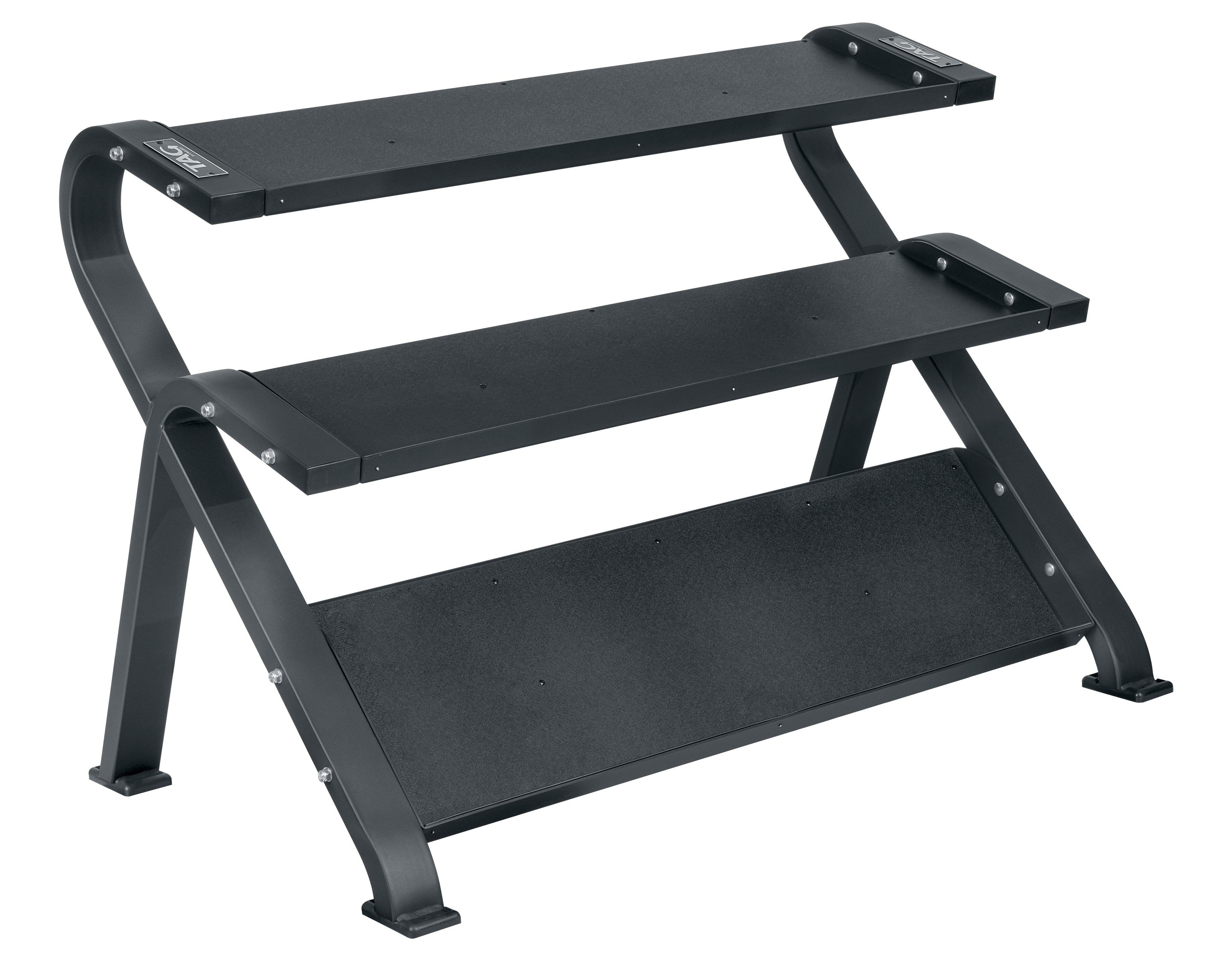 TAG Fitness 3 Tier Horizontal Dumbbell Rack - Black Frame