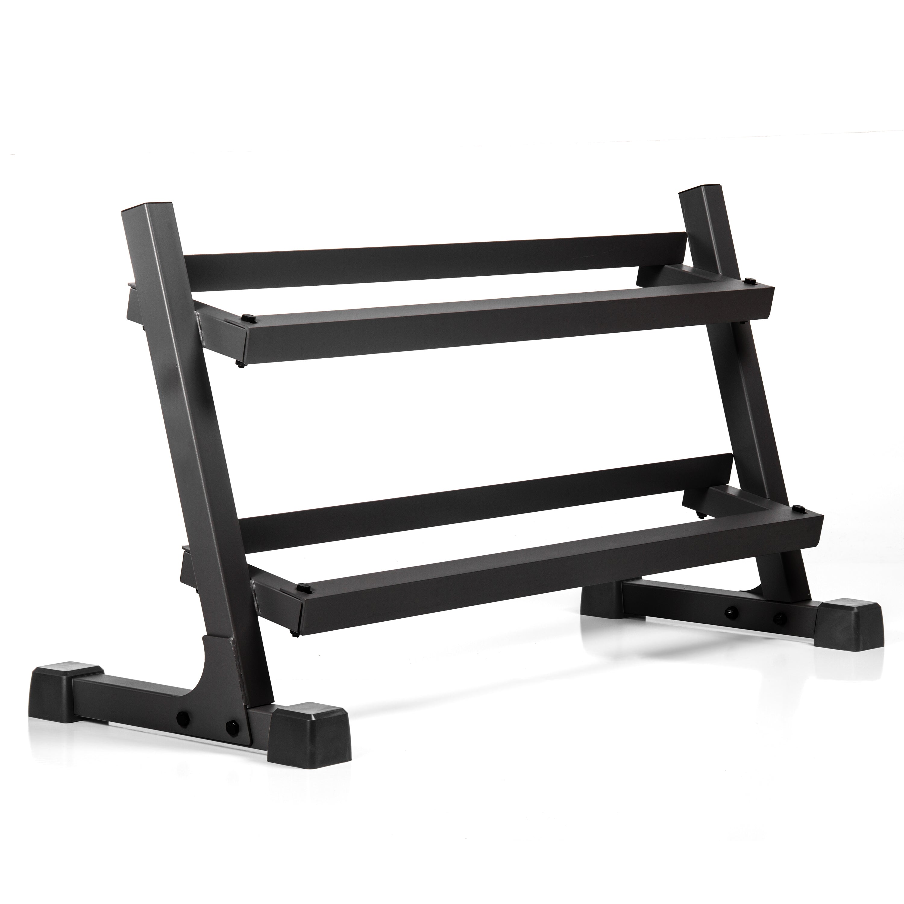 XMARK 10 to 50 lbs. Rubber Hex Dumbbell Pairs Includes 2-Tier Storage Rack