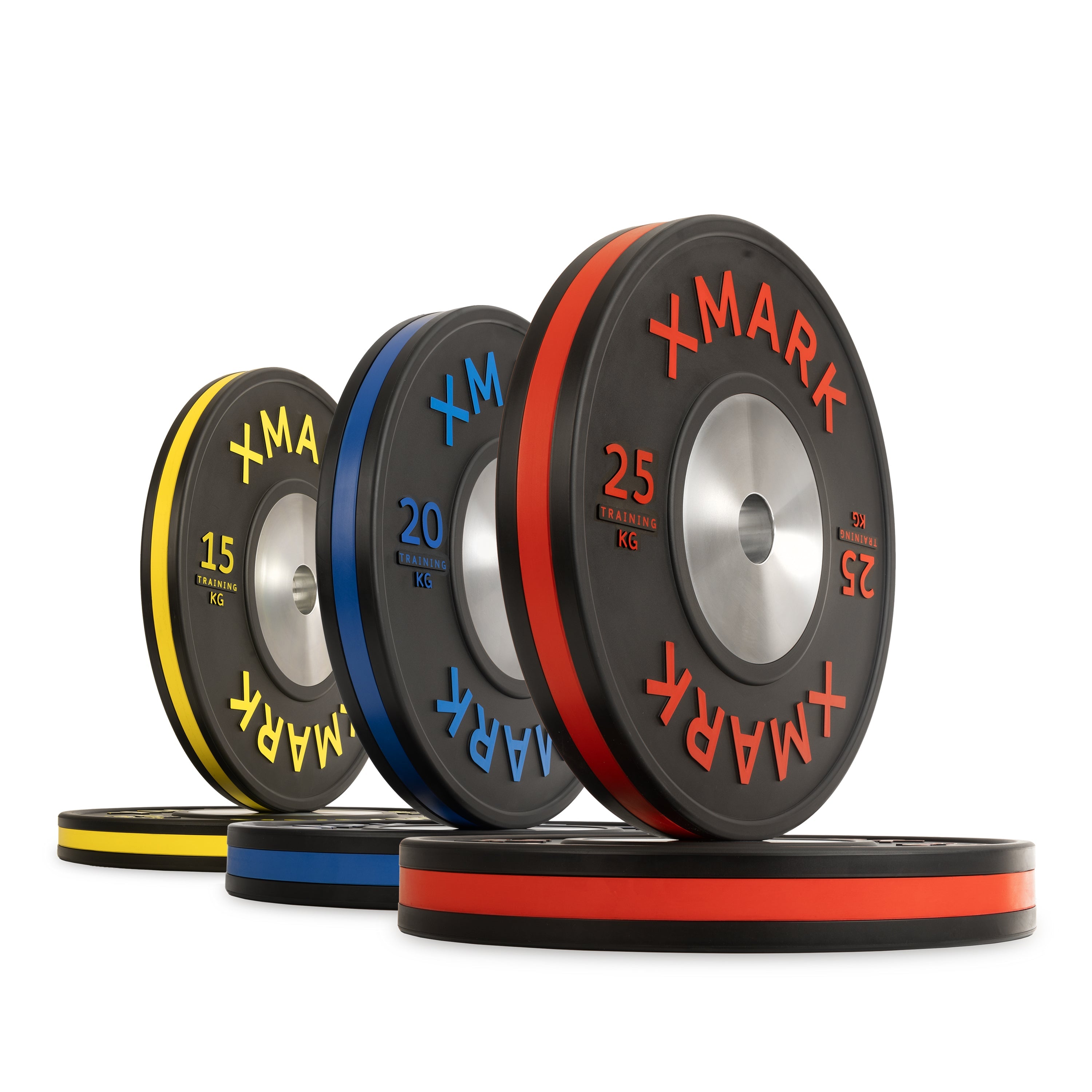 XMARK Striped Premium IWF Training Bumper Plates (KG) Pairs and Sets