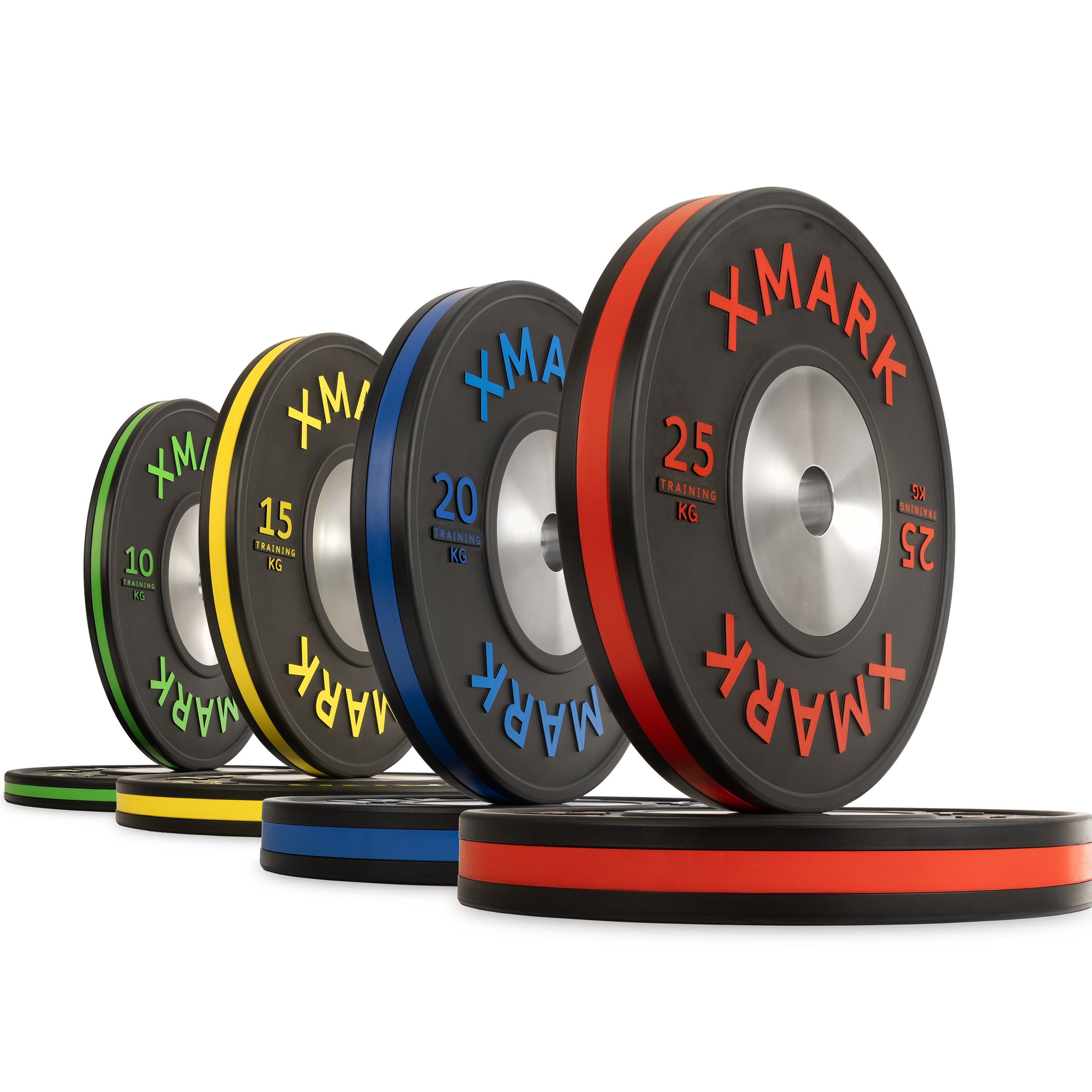 XMARK Striped Premium IWF Training Bumper Plates (KG) Pairs and Sets