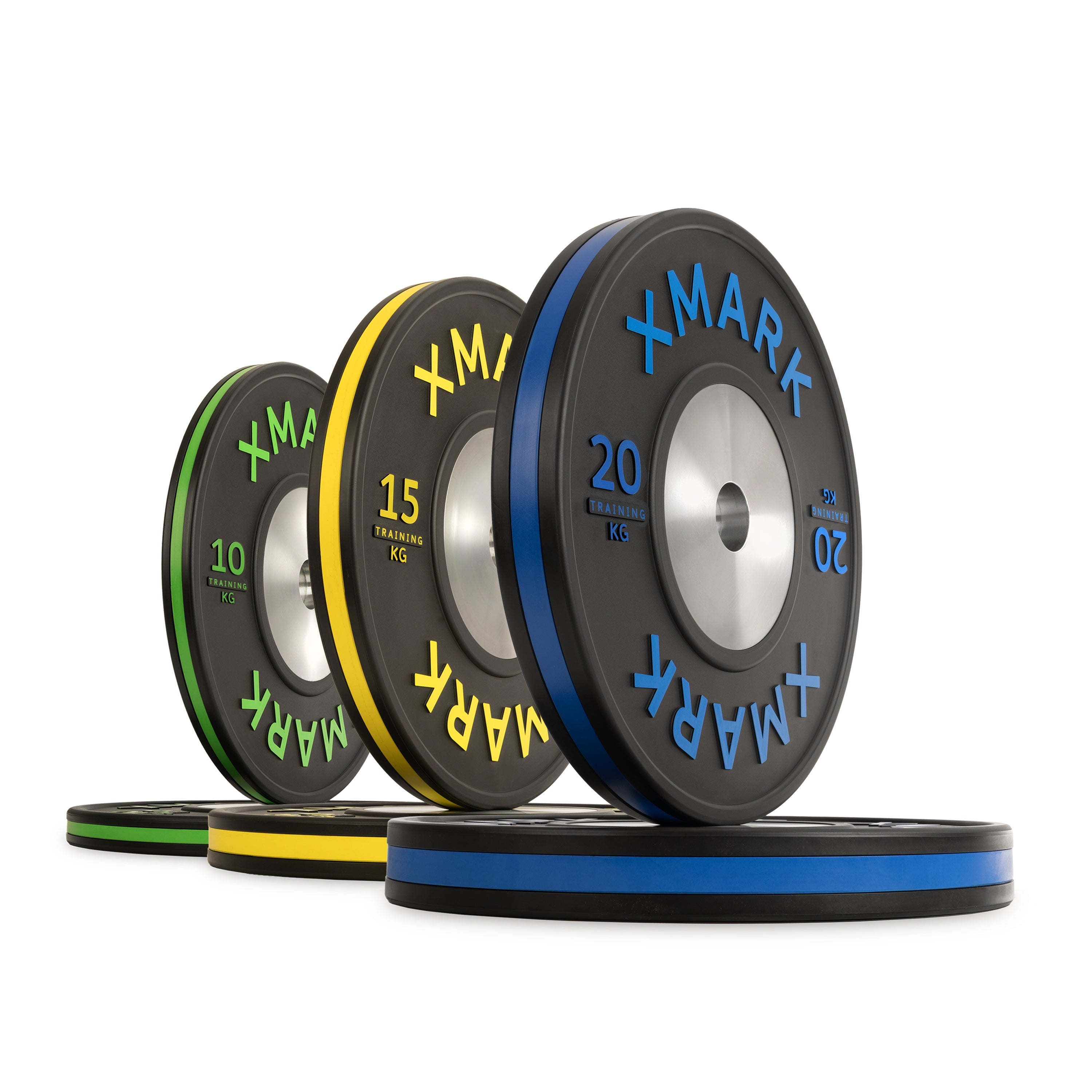XMARK Striped Premium IWF Training Bumper Plates (KG) Pairs and Sets