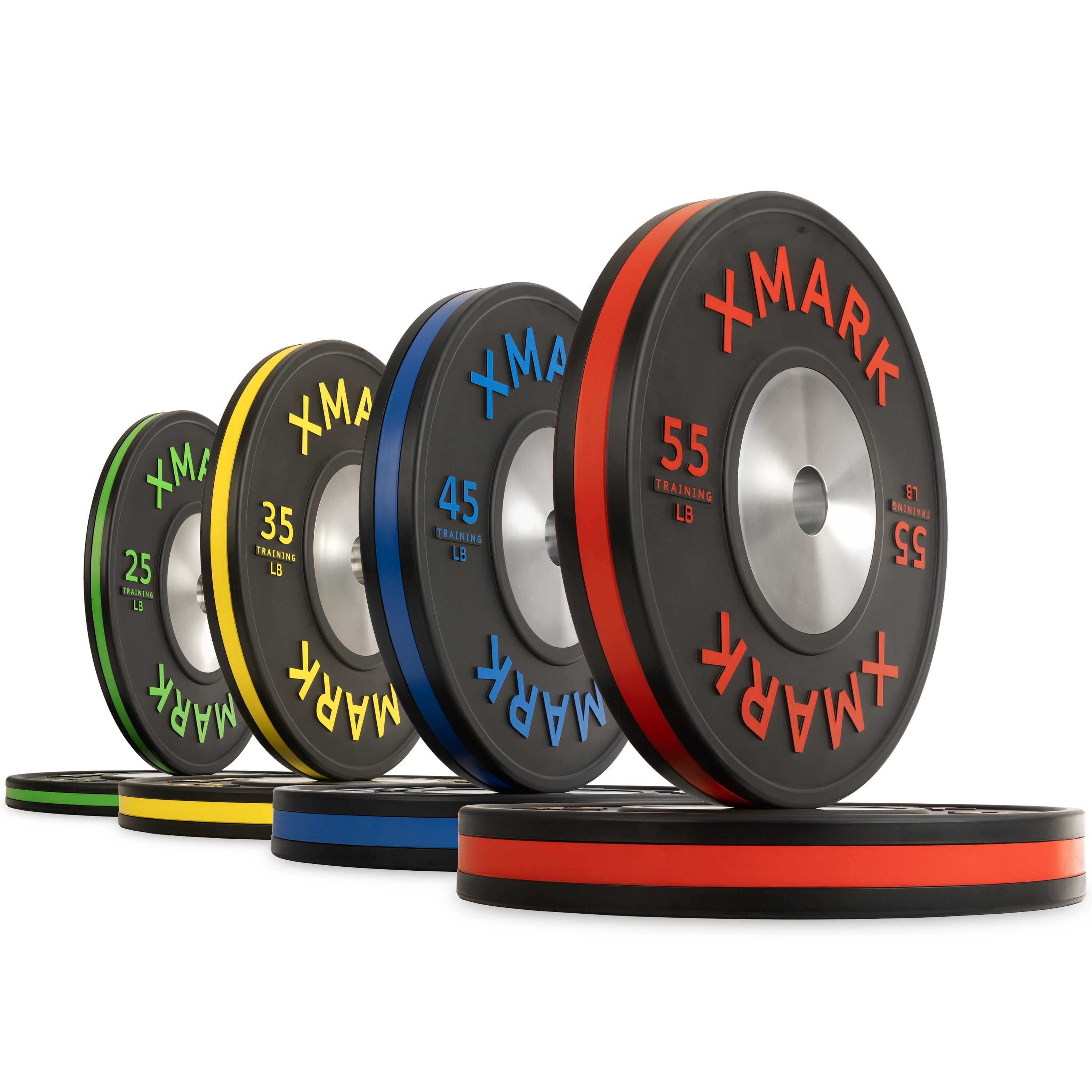 XMARK Striped Premium IWF Training Bumper Plates (LB) Pairs and Sets