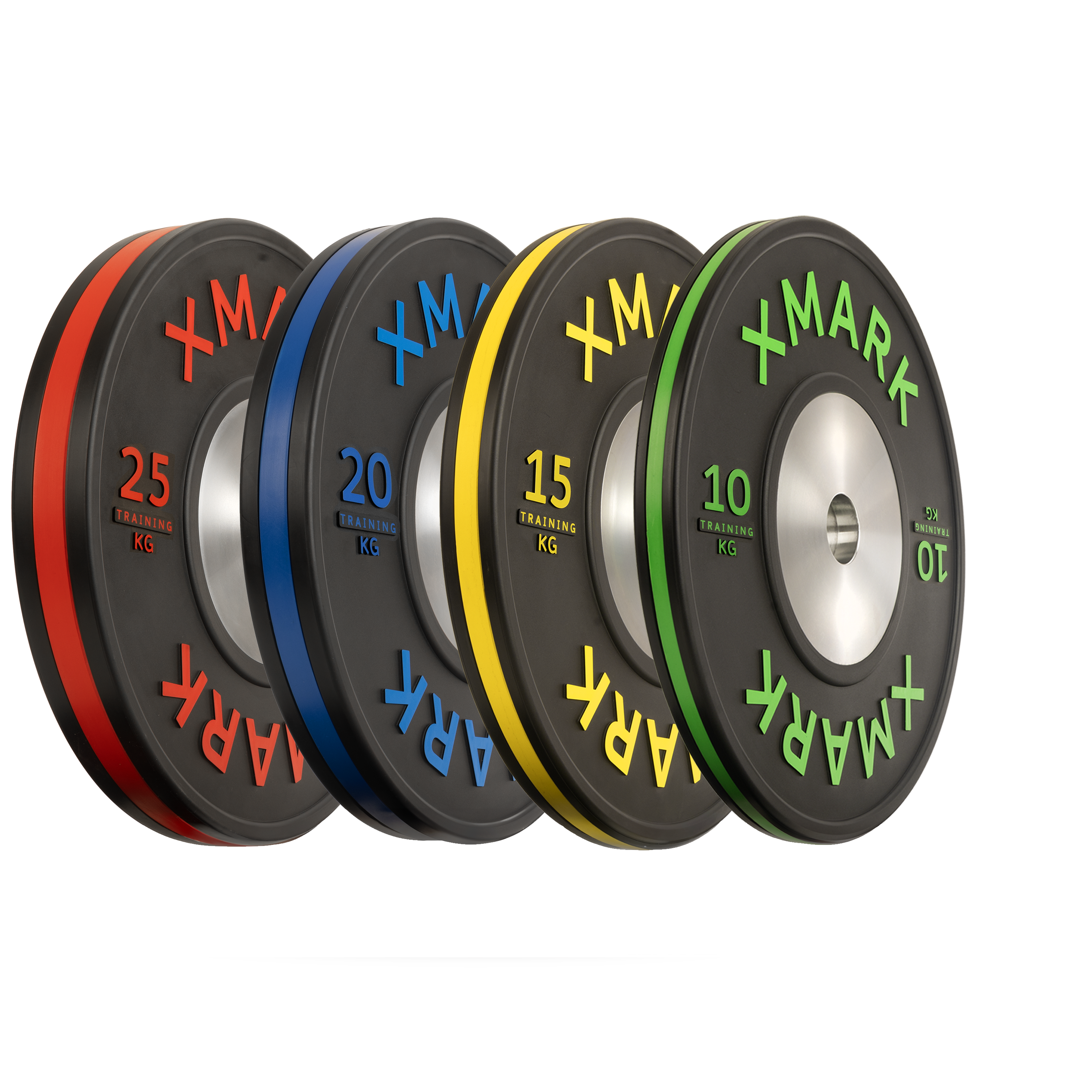 XMARK Striped Premium IWF Training Bumper Plates (KG) Pairs and Sets