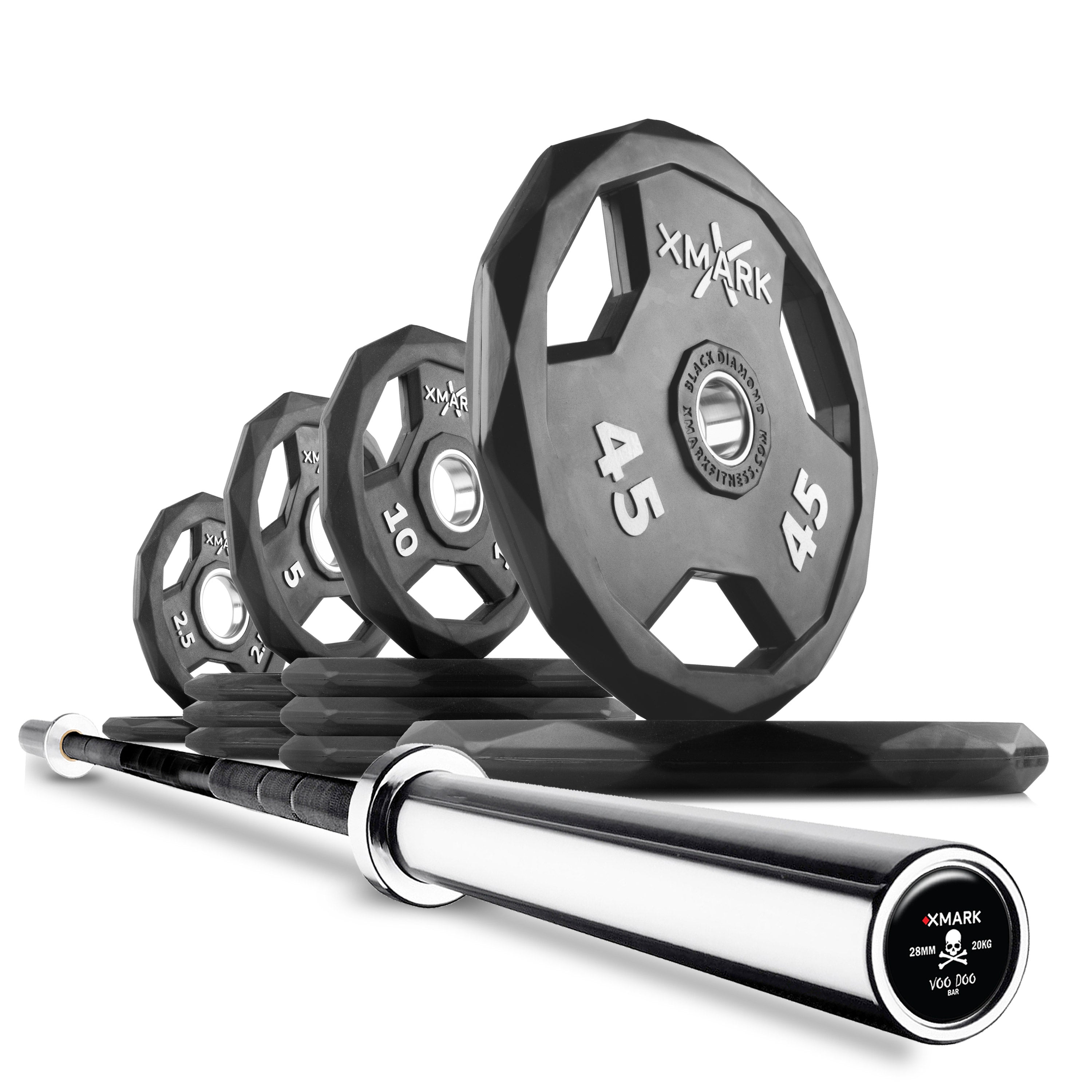 XMARK Black Diamond® Olympic Weight Plates and Olympic Barbell Sets