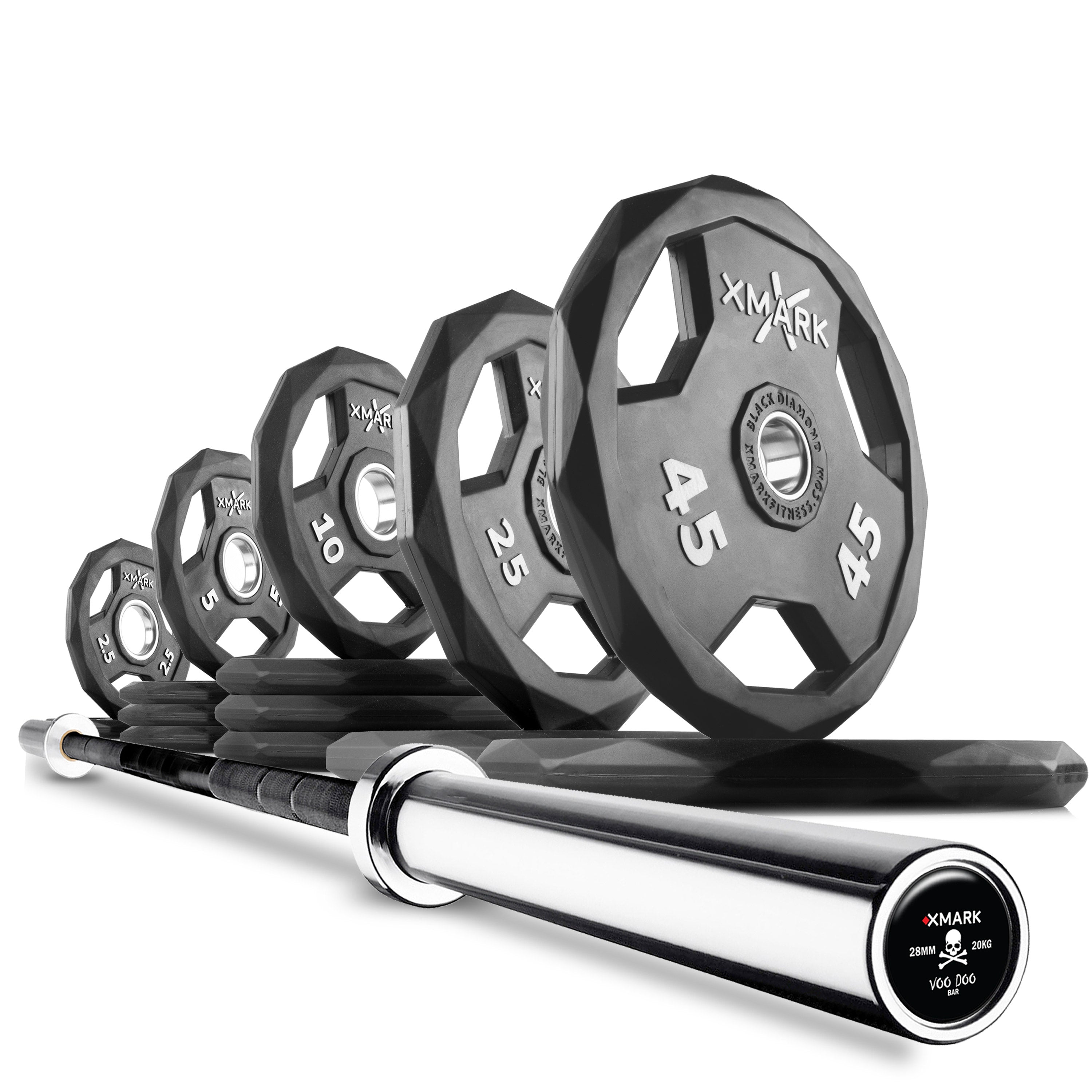XMARK Black Diamond® Olympic Weight Plates and Olympic Barbell Sets