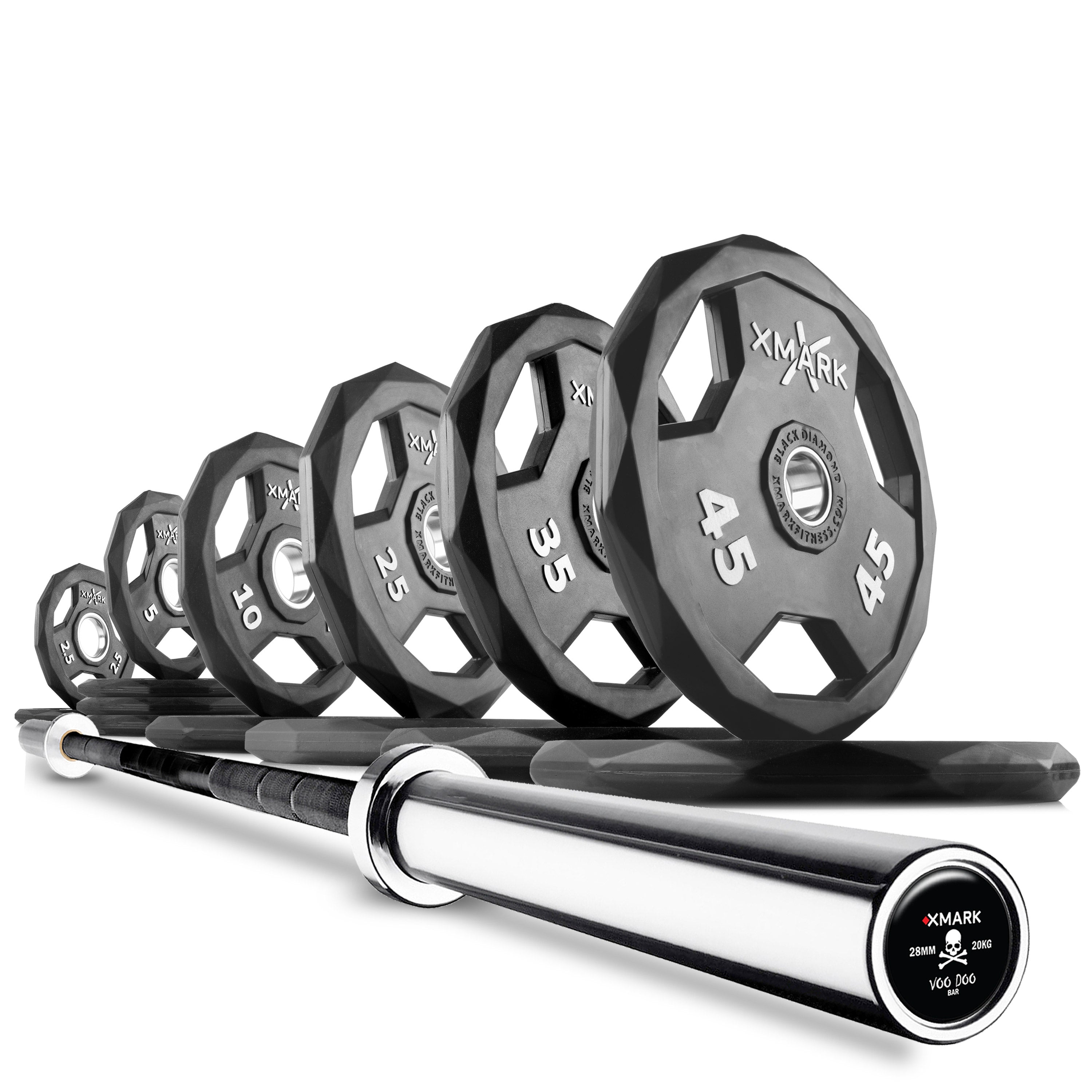 XMARK Black Diamond® Olympic Weight Plates and Olympic Barbell Sets