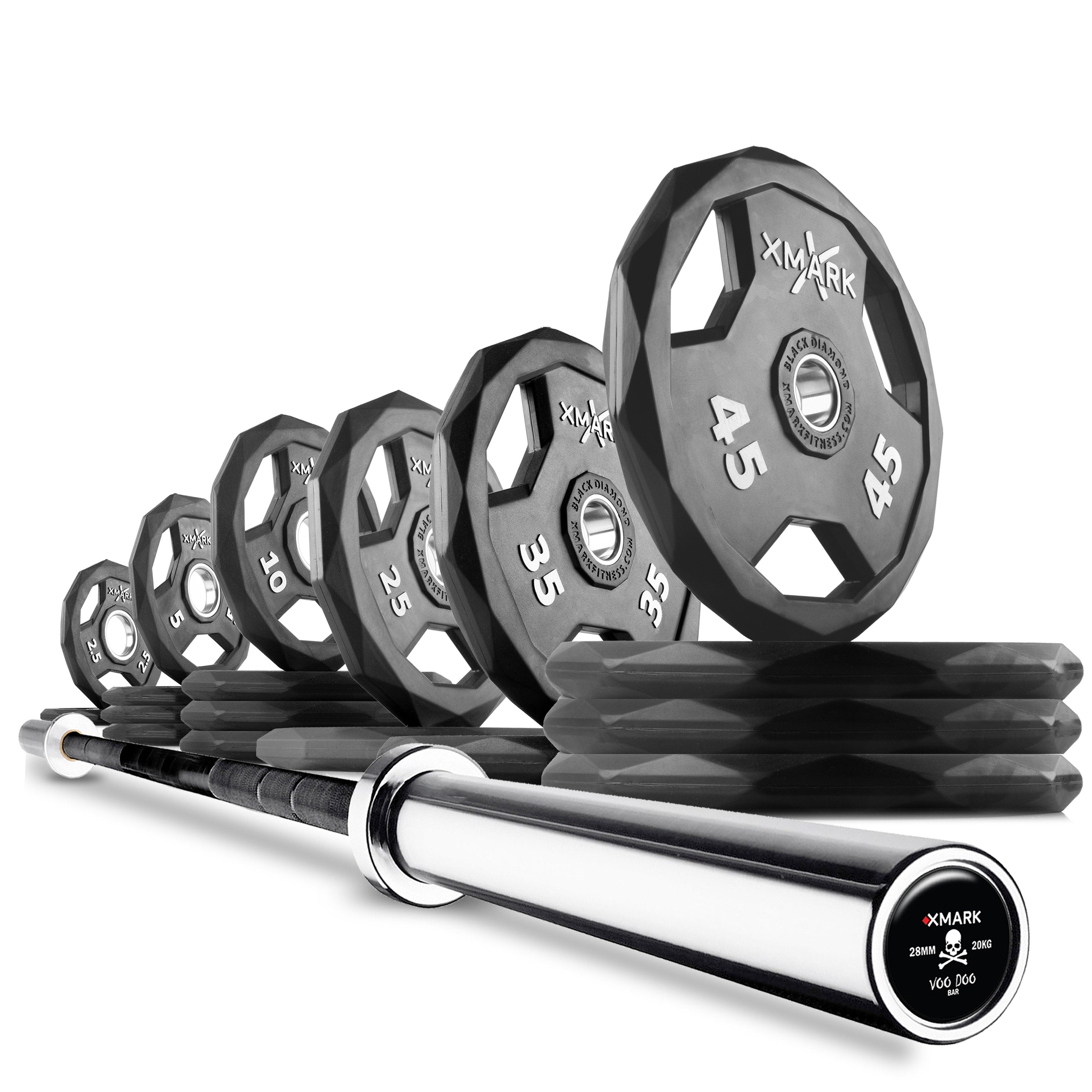 XMARK Black Diamond® Olympic Weight Plates and Olympic Barbell Sets